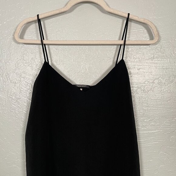 Scotch & Soda Women L Black Cami Tank Raffia Town Lined V Neck Spaghetti Straps - Picture 3 of 7